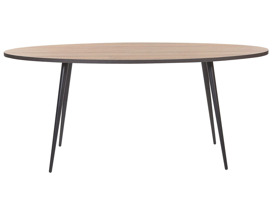 Belko Oval Dining Table 180 x 90 cm Dark Wood with Black