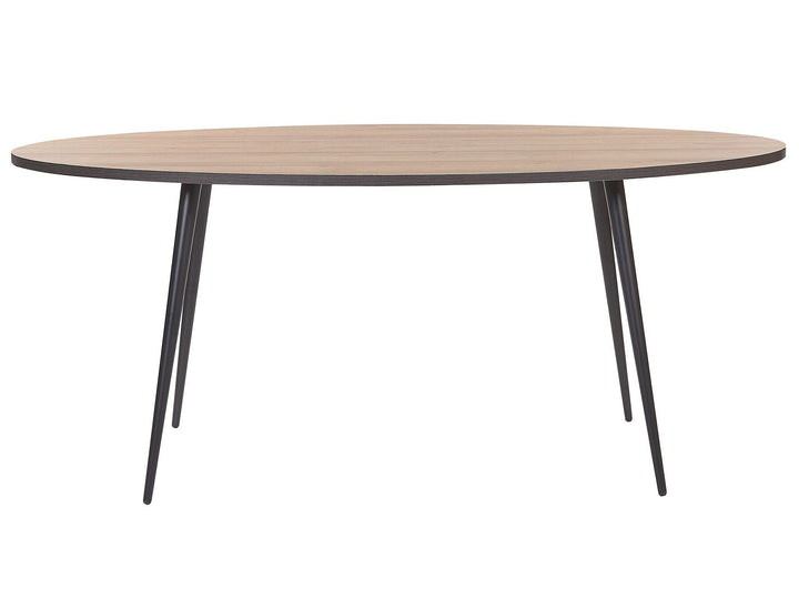 Belko Oval Dining Table 180 x 90 cm Dark Wood with Black