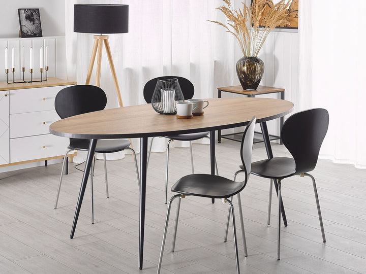 Oval Dining Table 180 x 90 cm Dark Wood with Black Ottawa