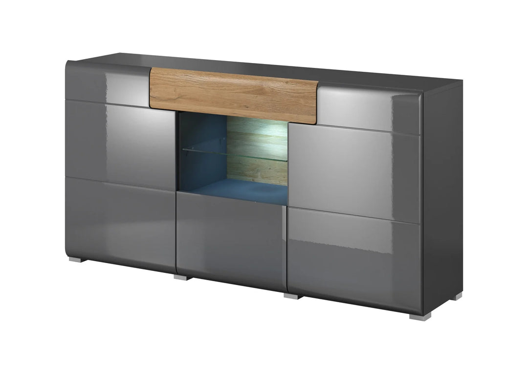 Sideboard Cabinet Oak Grey Gloss Toledo 26