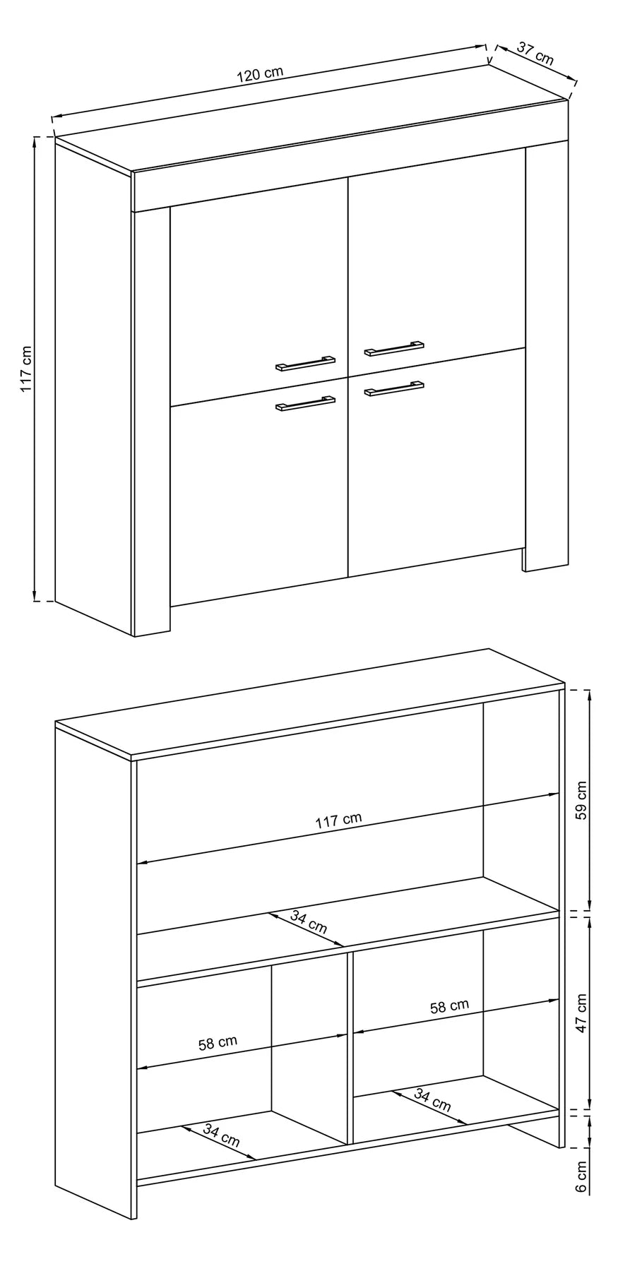 Sideboard Cabinet Oak Riviera Sky