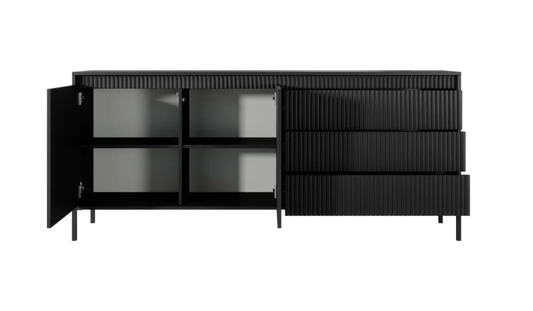 Sideboard Cabinet with Drawers 187cm - Black Matt Senne