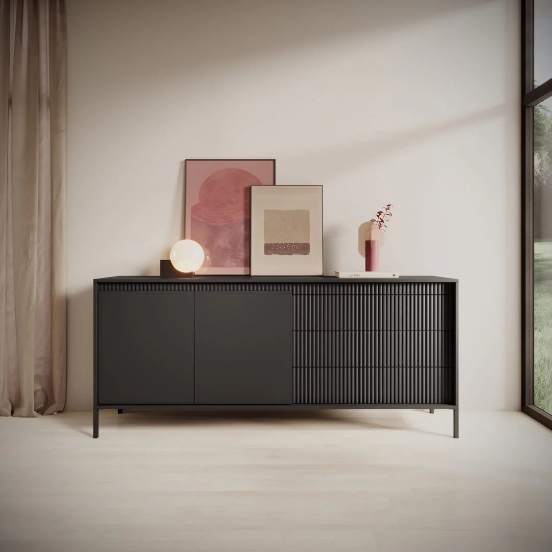 Sideboard Cabinet with Drawers - Black Matt Senne