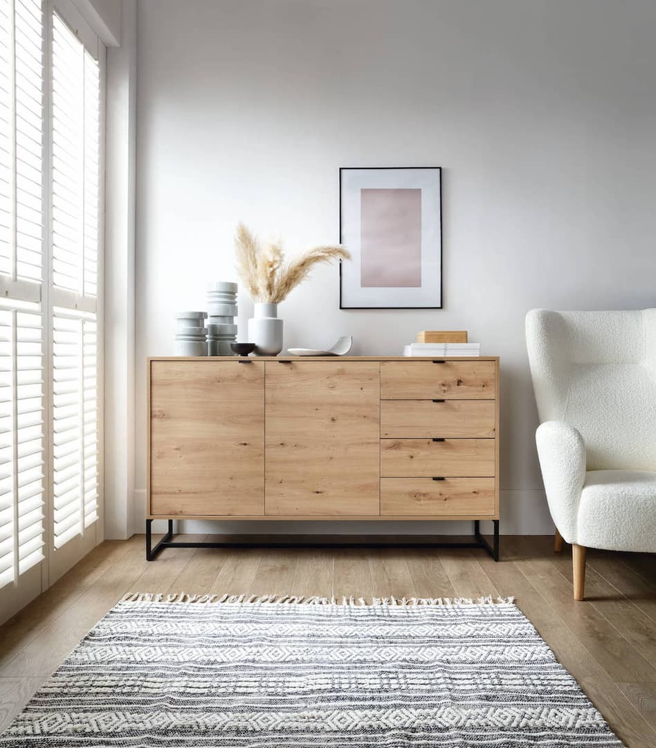 Large Sideboard Cabinet Oak Artisan Amber