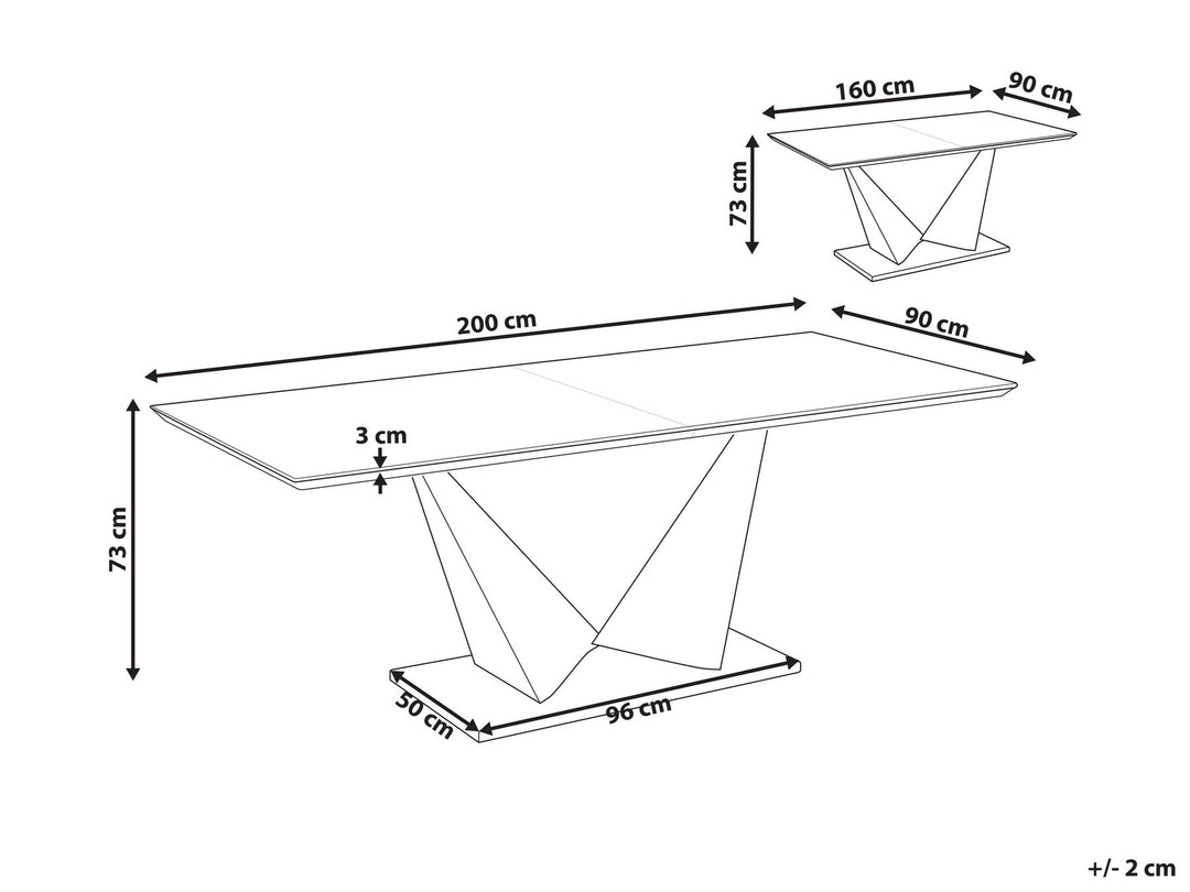 Extending Dining Table 160/200 x 90 cm Concrete Effect Alcantara