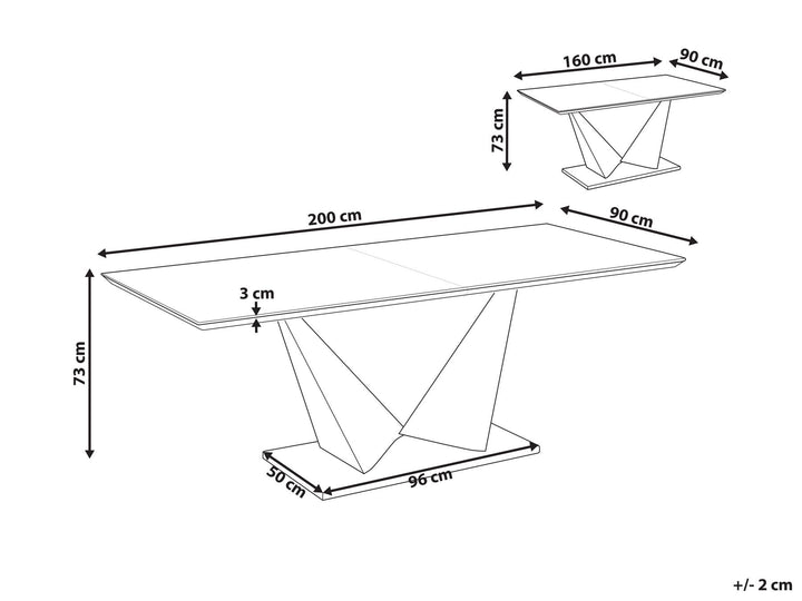 Extending Dining Table 160/200 x 90 cm Concrete Effect Alcantara