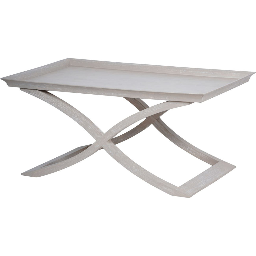 Modern coffee table with a white marble top and metal base on a white background