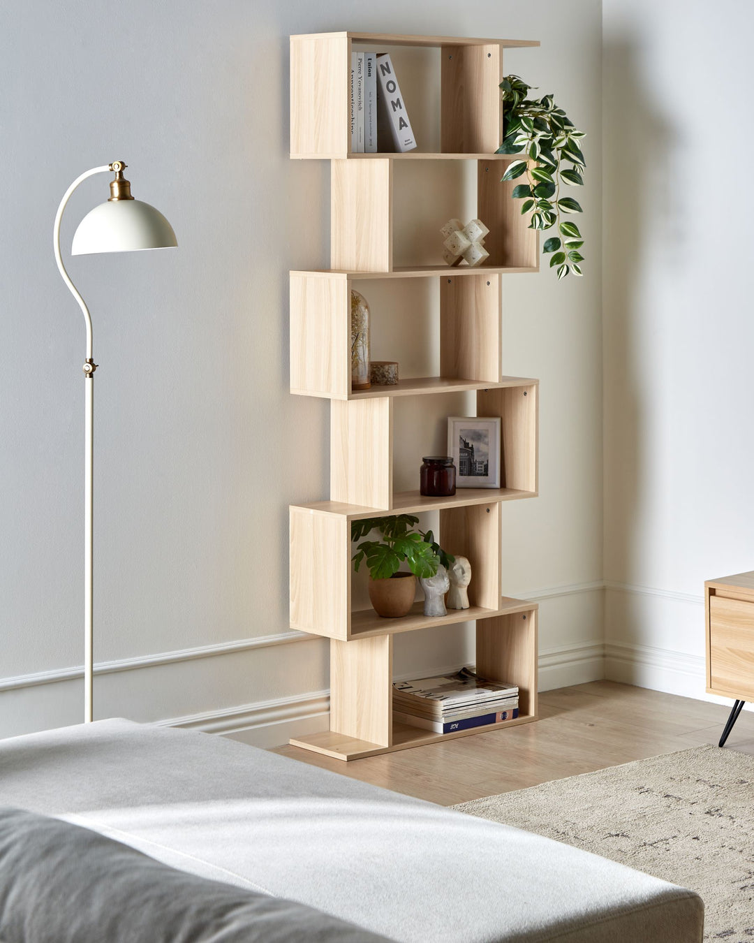 Ezra 6 Tier Bookcase 190 cm Light Brown Valdosa