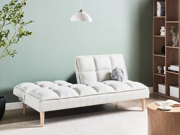 Sofa Bed 3 Seater Fabric Off-White Zineta