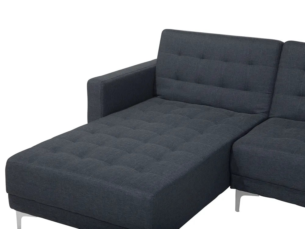 Modular U-Shape Sofa Bed 5 Seater Fabric Dark Grey with Ottoman Denby
