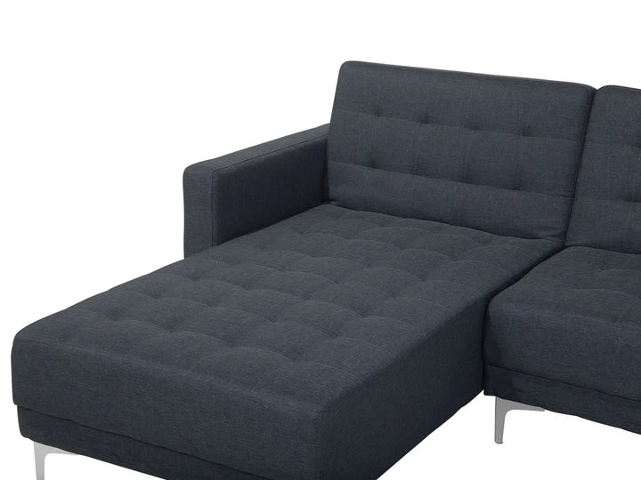 Modular U-Shape Sofa Bed 5 Seater Fabric Dark Grey with Ottoman Denby