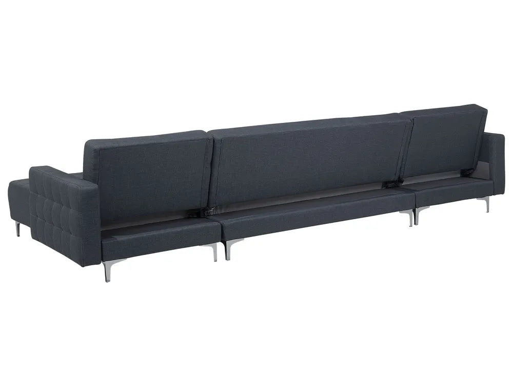 Modular U-Shape Sofa Bed 5 Seater Fabric Dark Grey with Ottoman Denby