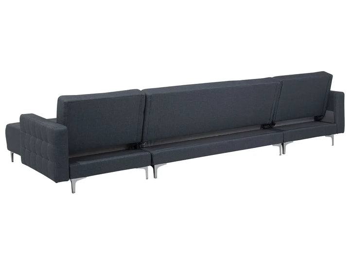 Modular U-Shape Sofa Bed 5 Seater Fabric Dark Grey with Ottoman Denby