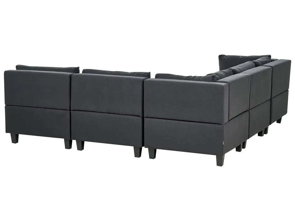 Modular Corner Sofa 5 Seater Fabric Black Right Hand Turella