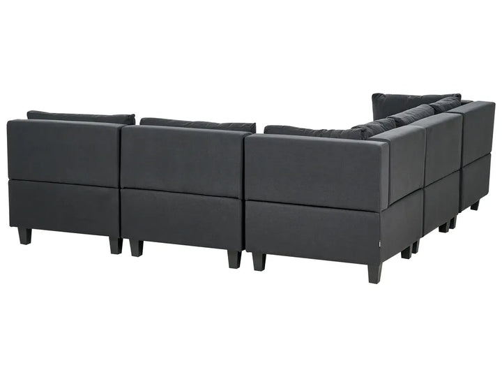 Modular Corner Sofa 5 Seater Fabric Black Right Hand Turella