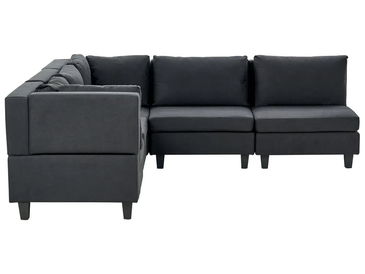 Modular Corner Sofa 5 Seater Fabric Black Right Hand Turella