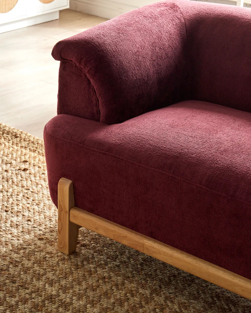 Sofa 3 Seater Chenille Burgundy Febo
