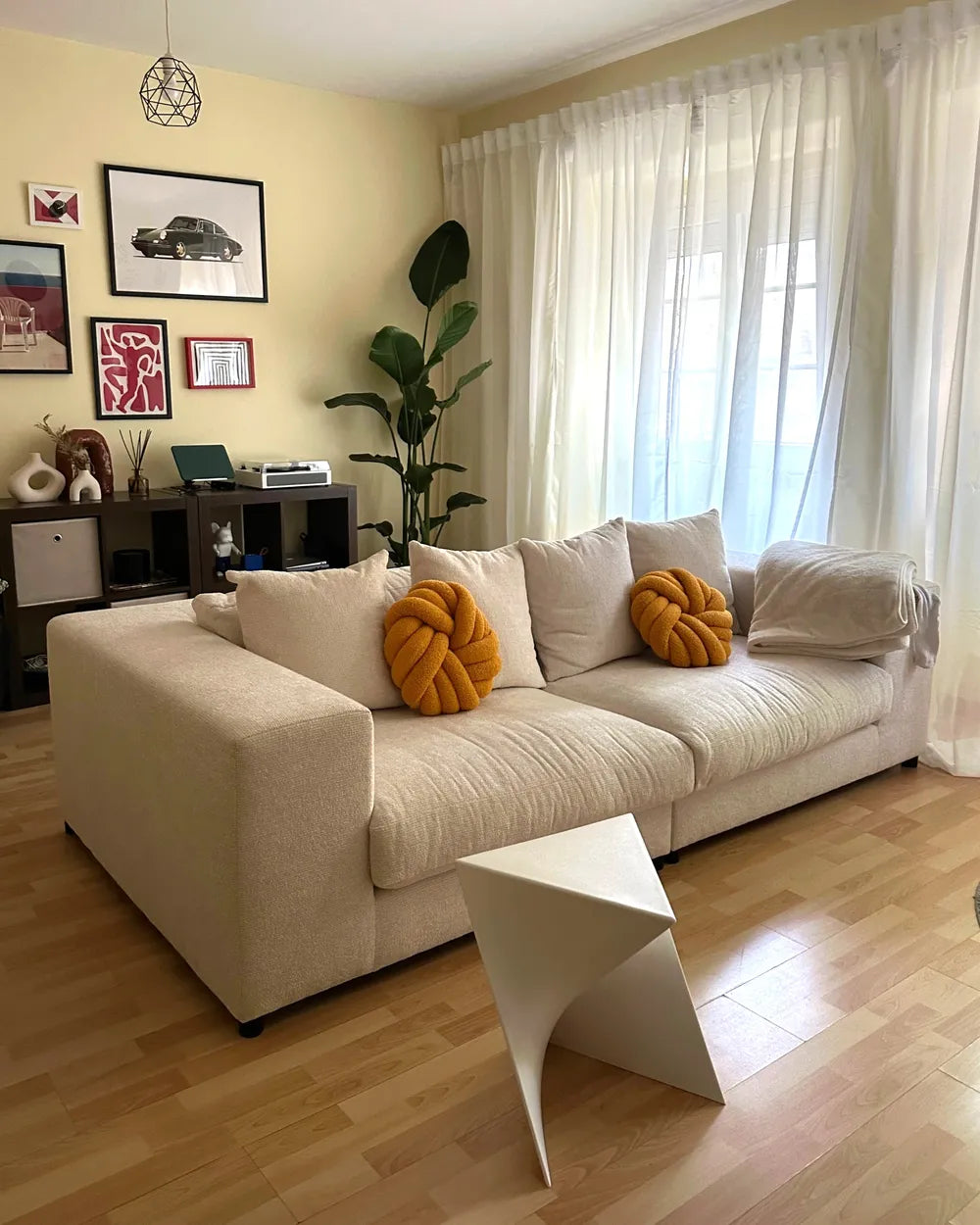Sofa 3 Seater Fabric Off-White with Footstool Etherine II