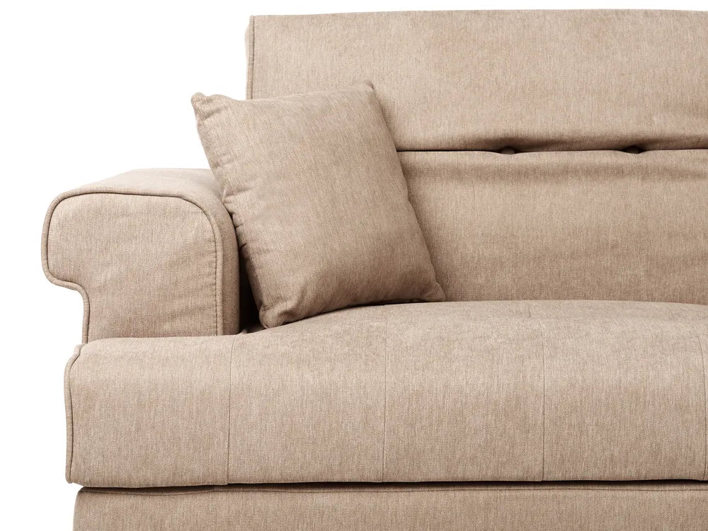 Sofa 3 Seater Fabric Light Brown Jimeny