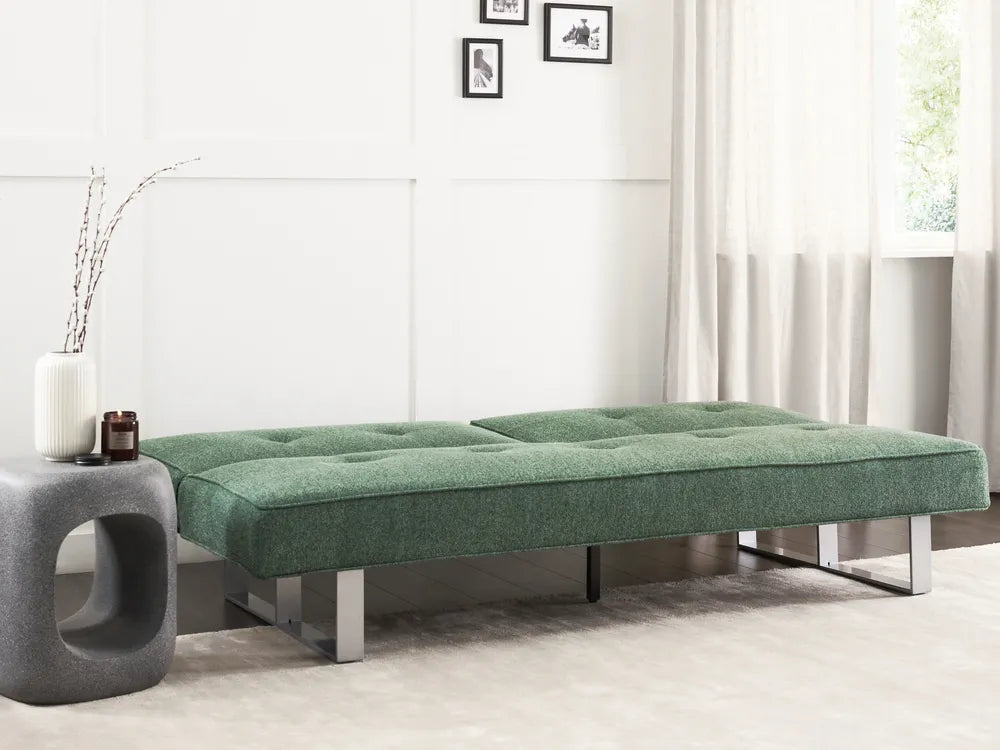 Sofa Bed 3 Seater Fabric Green Francie