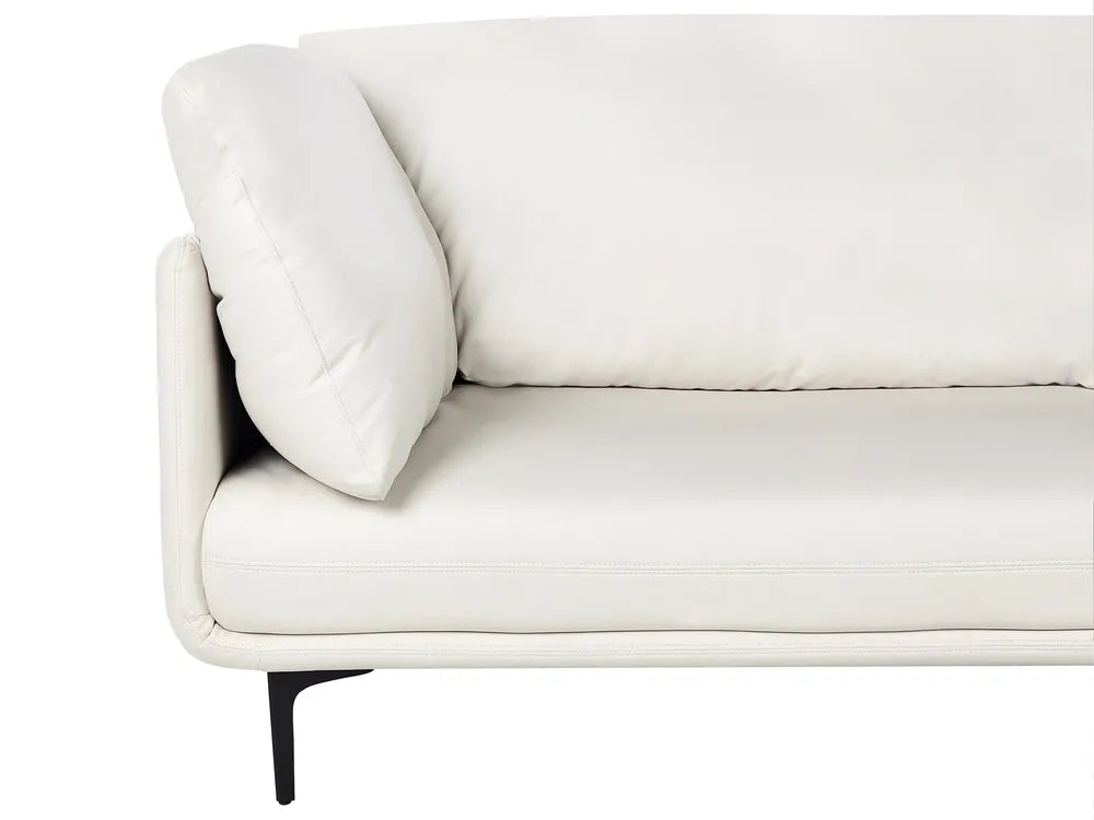 Sofa 3 Seater Faux Leather Off-White Yazgur