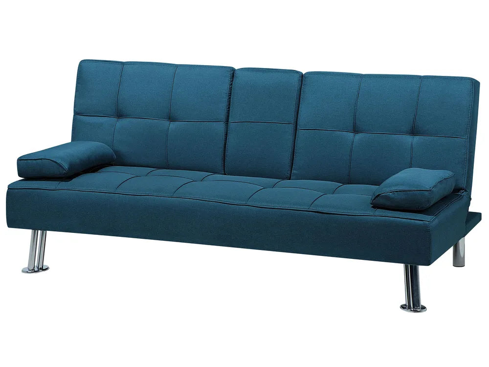 Sofa Bed 3 Seater Fabric Blue Kaveri