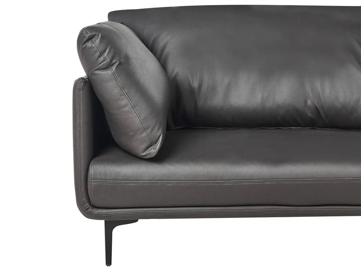 Sofa 3 Seater Faux Leather Black Yazgur