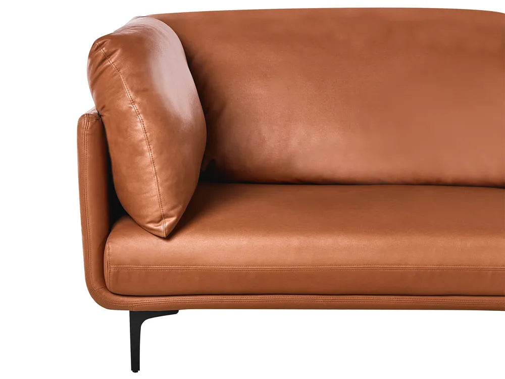 Sofa 3 Seater Faux Leather Golden Brown Yazgur