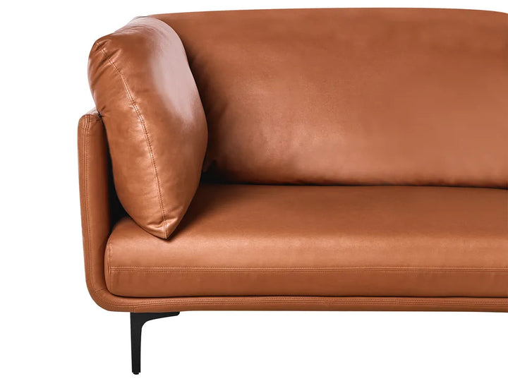Sofa 3 Seater Faux Leather Golden Brown Yazgur