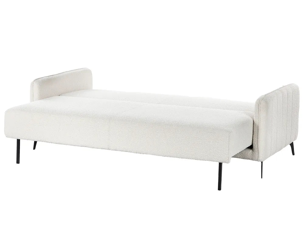 Sofa Bed 3 Seater Boucle Off-White Kaylle