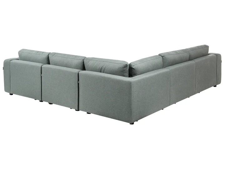 Modular Corner Sofa 5 Seate Fabric Green Left Hand Regeani