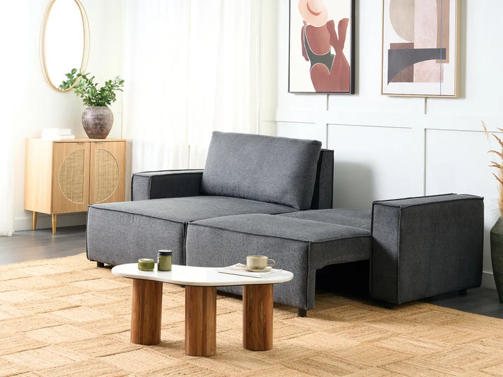 Corner Sofa Bed 3 Seater Fabric Dark Grey with Storage Right Hand Fairbairn