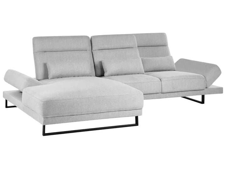 Corner Sofa 4 Seater Fabric Light Grey Right Hand Ninja