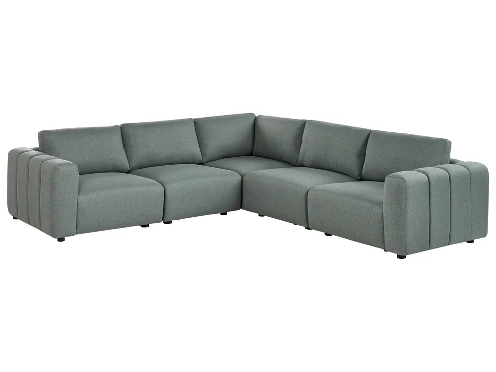 Modular Corner Sofa 5 Seate Fabric Green Left Hand Regeani