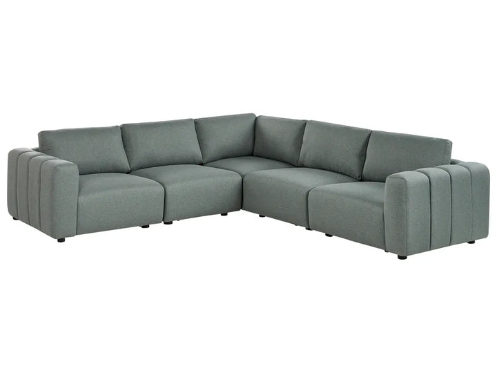 Modular Corner Sofa 5 Seate Fabric Green Left Hand Regeani