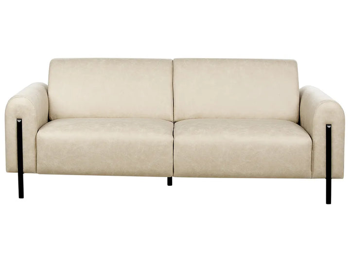 Beige fabric 3 seater sofa with modern design and metal legs