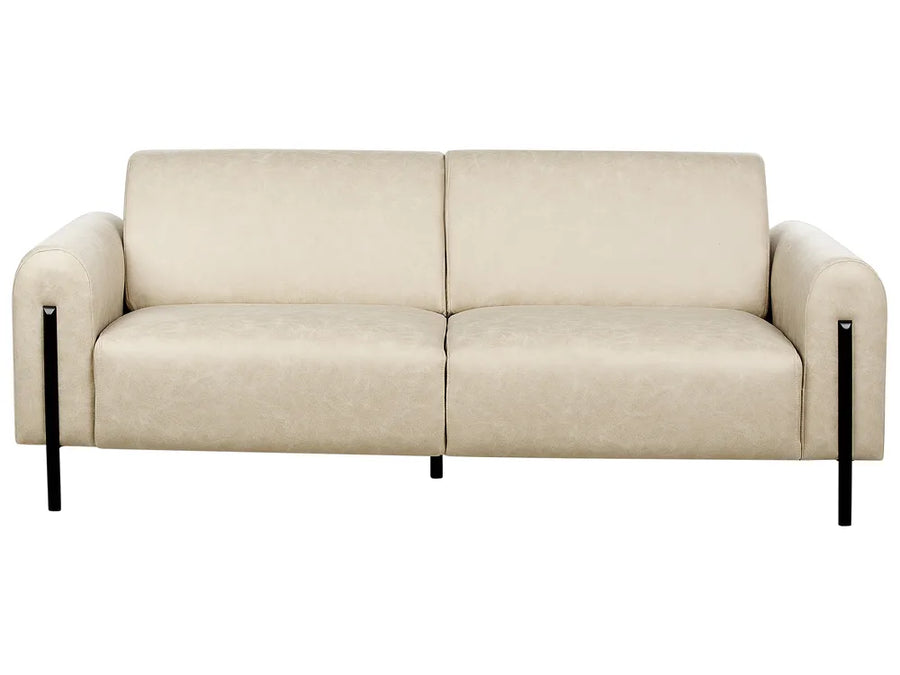 Beige fabric 3 seater sofa with modern design and metal legs