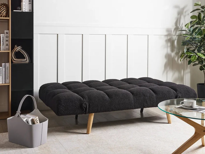 Sofa Bed 2 Seater Boucle Black Cashten