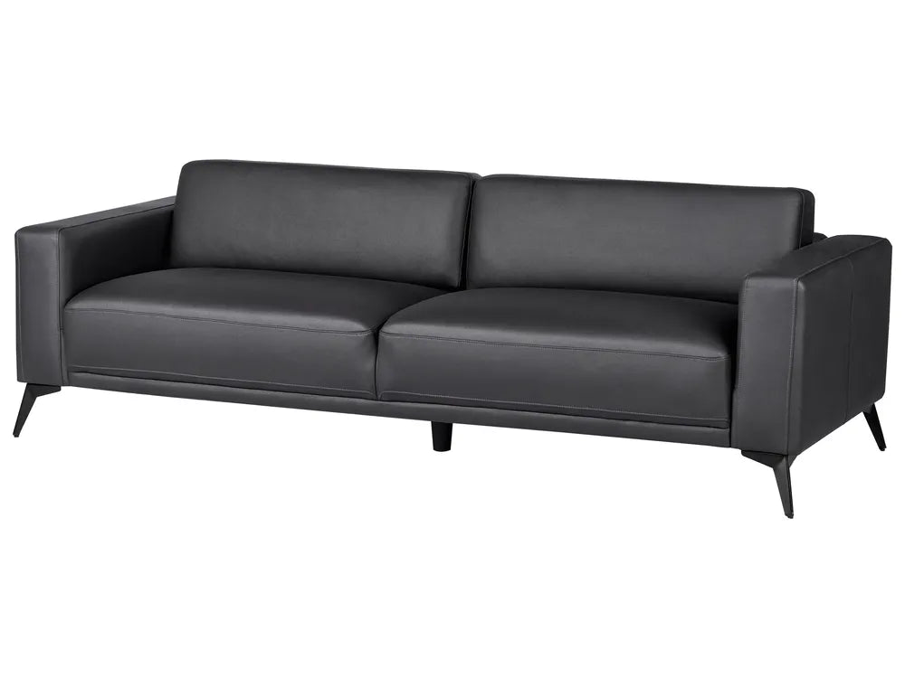 Sofa 3 Seater Faux Leather Black Maeesha