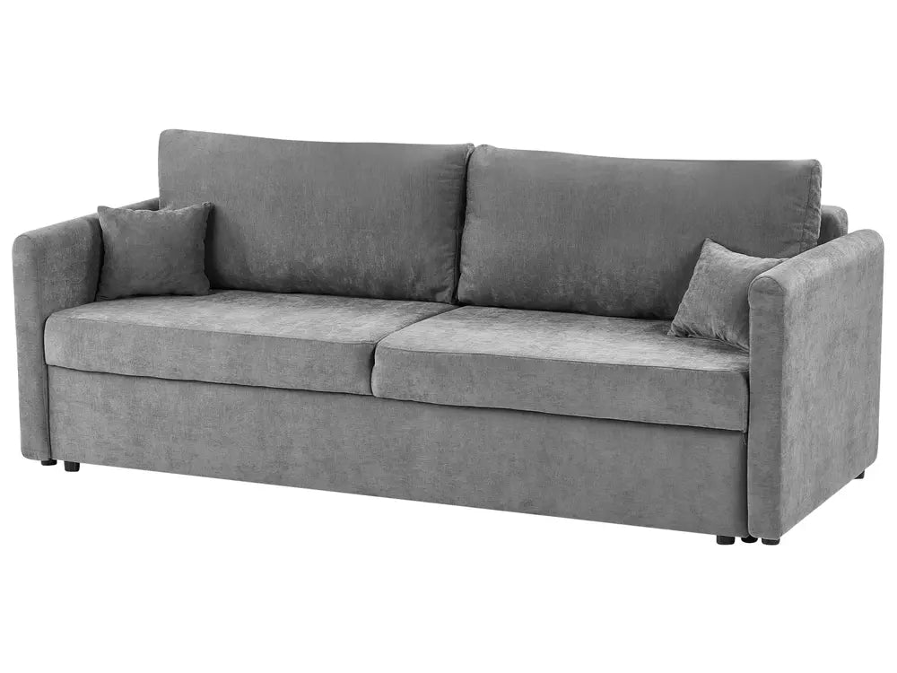 Sofa Bed 3 Seater Chenille Light Grey with Storage Abarca