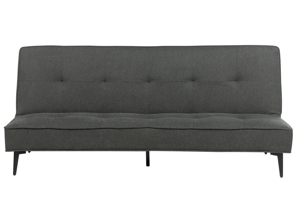 Modern dark grey sofa bed with decorative stitching