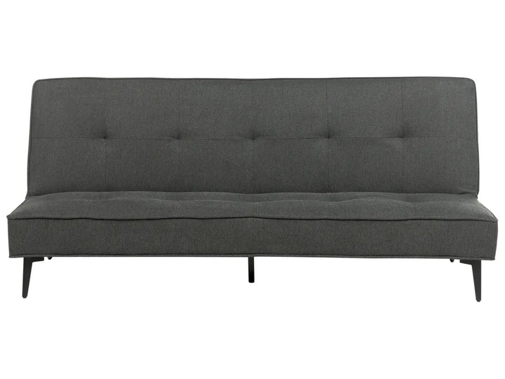 Modern dark grey sofa bed with decorative stitching