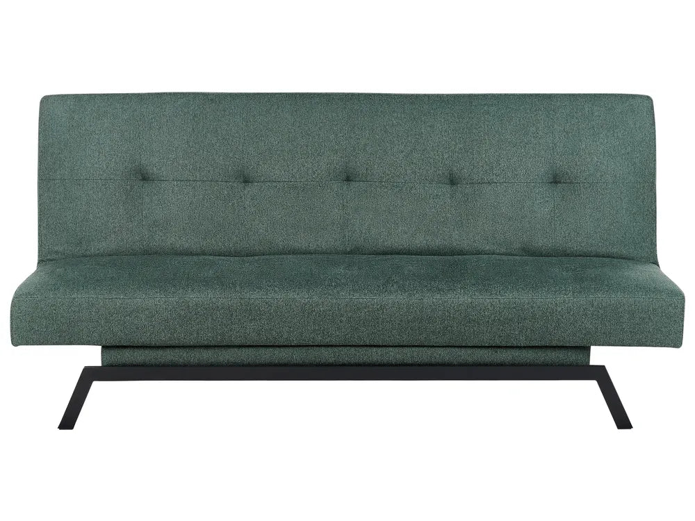Green fabric sofa bed on a white background