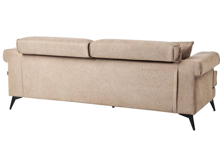 Sofa 3 Seater Fabric Light Brown Jimeny