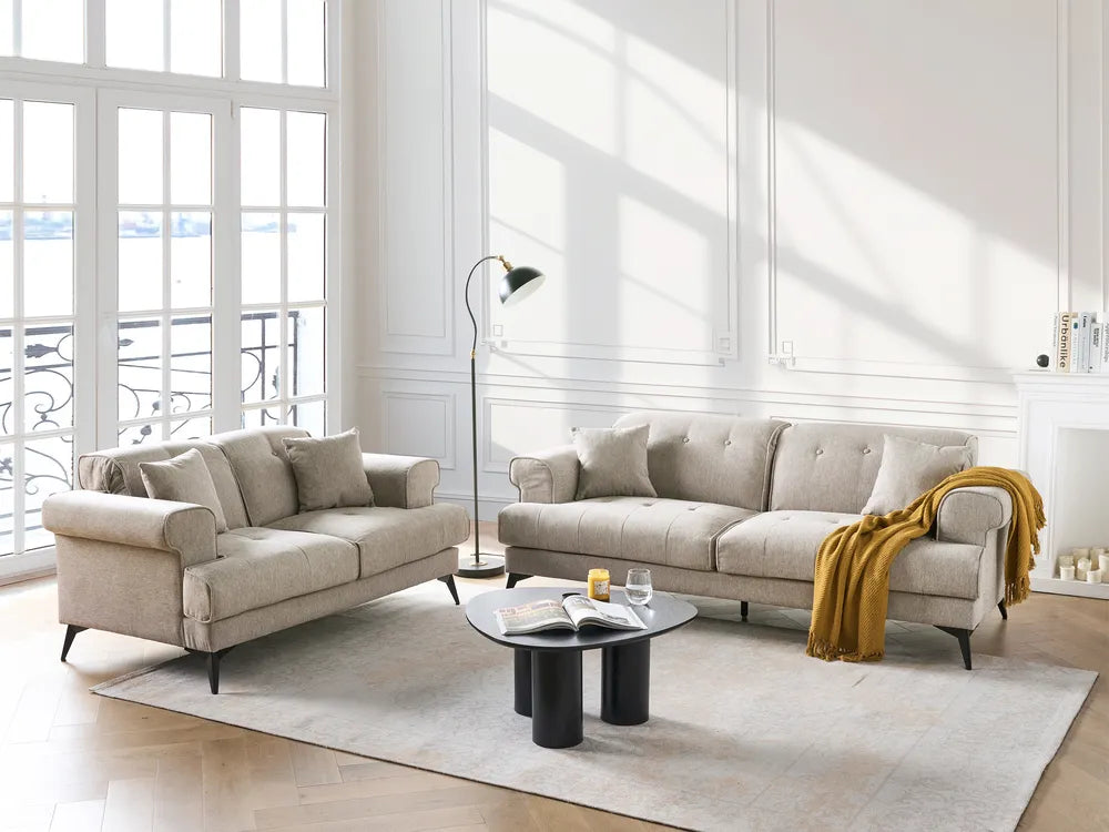 Sofa 3 Seater Fabric Taupe Jimeny