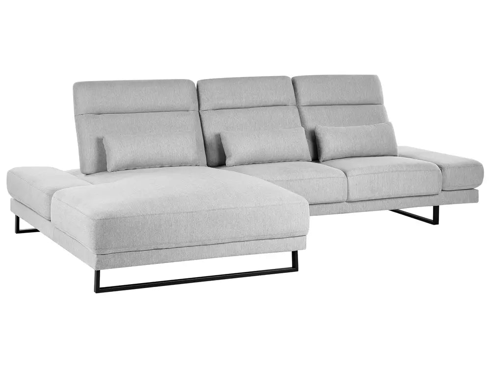Corner Sofa 4 Seater Fabric Light Grey Right Hand Ninja