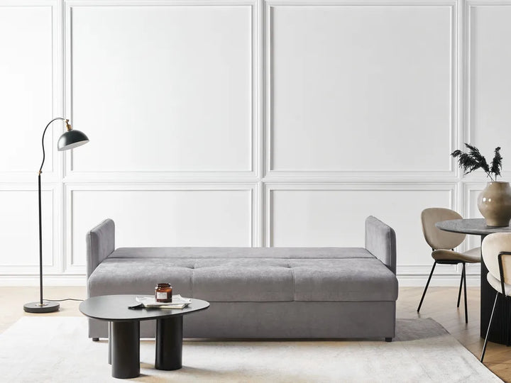 Sofa Bed 3 Seater Chenille Grey with Storage Devair