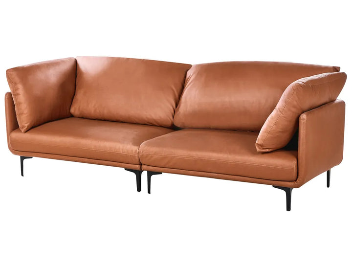 Sofa 3 Seater Faux Leather Golden Brown Yazgur