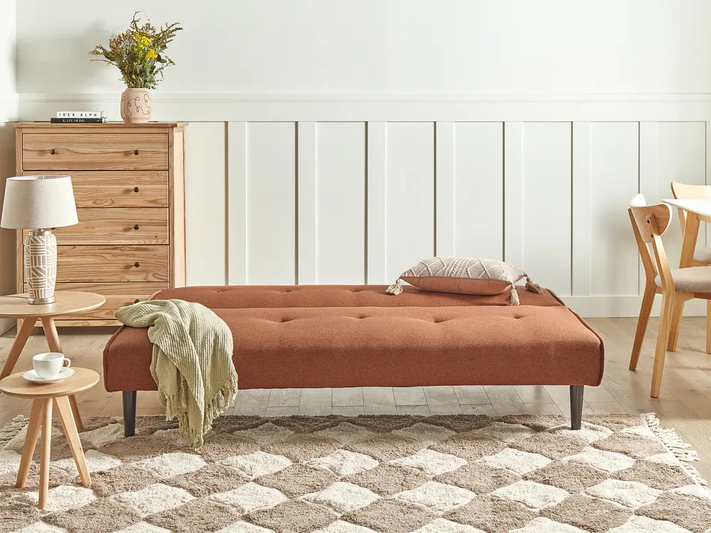 Sofa Bed 3 Seater Fabric Golden Brown Camen