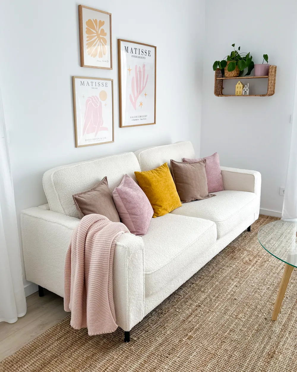 Sofa 3 Seater Boucle White Chanet